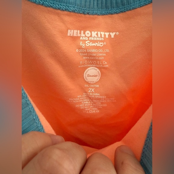 Hello Kitty Womans Juniors Square Neck Sleeveless Tank Top 2XL New Summer Spring - Picture 5 of 8